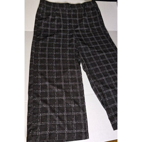 Torrid Womens 20 Wide Leg Button Zip Pants Black Plaid Studio Crepe High Rise - Picture 9 of 14
